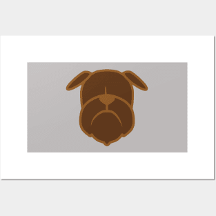 Brown Bruss - Brussels Griffon dog silhouette -  Griff dog face design - Brown Brussels Griffon Posters and Art